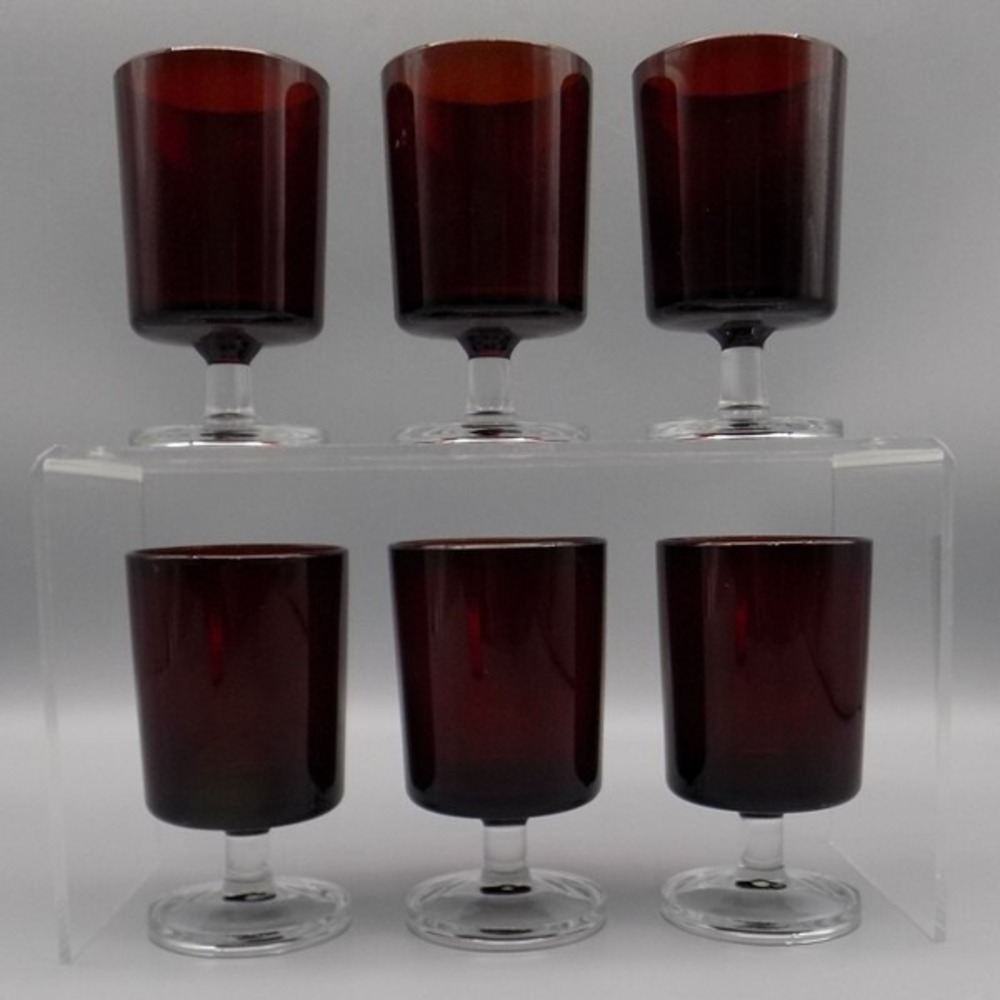 6 Cavalier Luminarc Ruby Cristal D'Arques Red Wine Glasses 4 Inch France